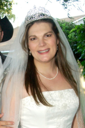 Image of a bride with male-to-female transformation makeup techniques applied.
